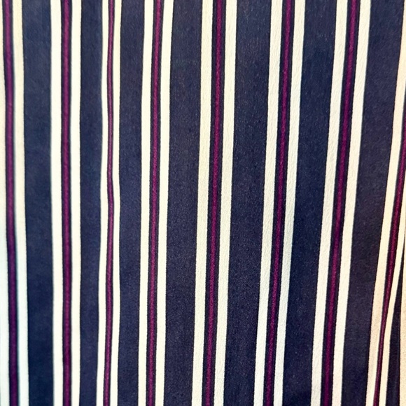 Banana Republic Navy Striped Button Down Pajama-Style Shirt Blouse- Small - Picture 4 of 11